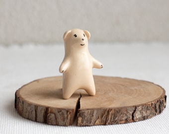 Ceramic Dog Sculpture, Ceramic Small figurine, Сeramic miniature, Beige dog, Clay Sculpture