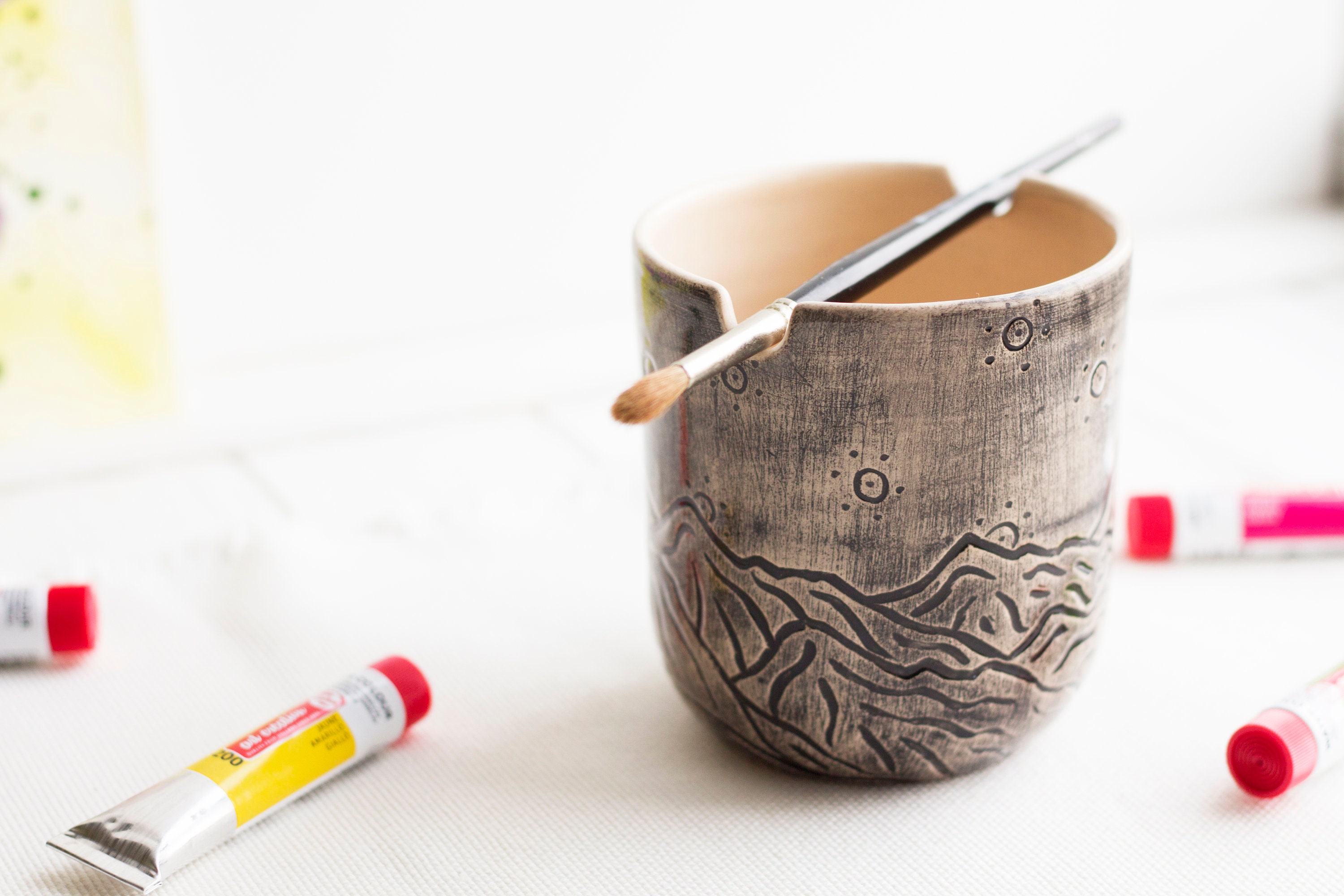 Paint brush holder Paint water cup Gift for watercolor Etsy
