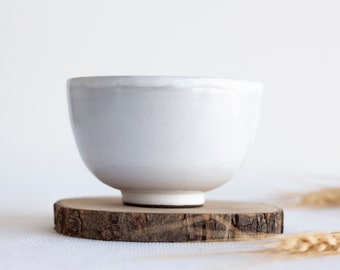 Ceramic small white bowl, Pottery tea bowl, Handmade teaware, Stoneware tea cup, Bowl for trinkets, Ceramic sauce bowl, Jewelry holder