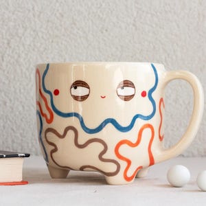 Caneca Decorativa Dopamine, Caneca Nuvem Feita à Mão, Xícara de Cerâmica de 400 ml, Xícara de Chá Divertida, Caneca Colorida Pintada à Mão, Presente Adorável