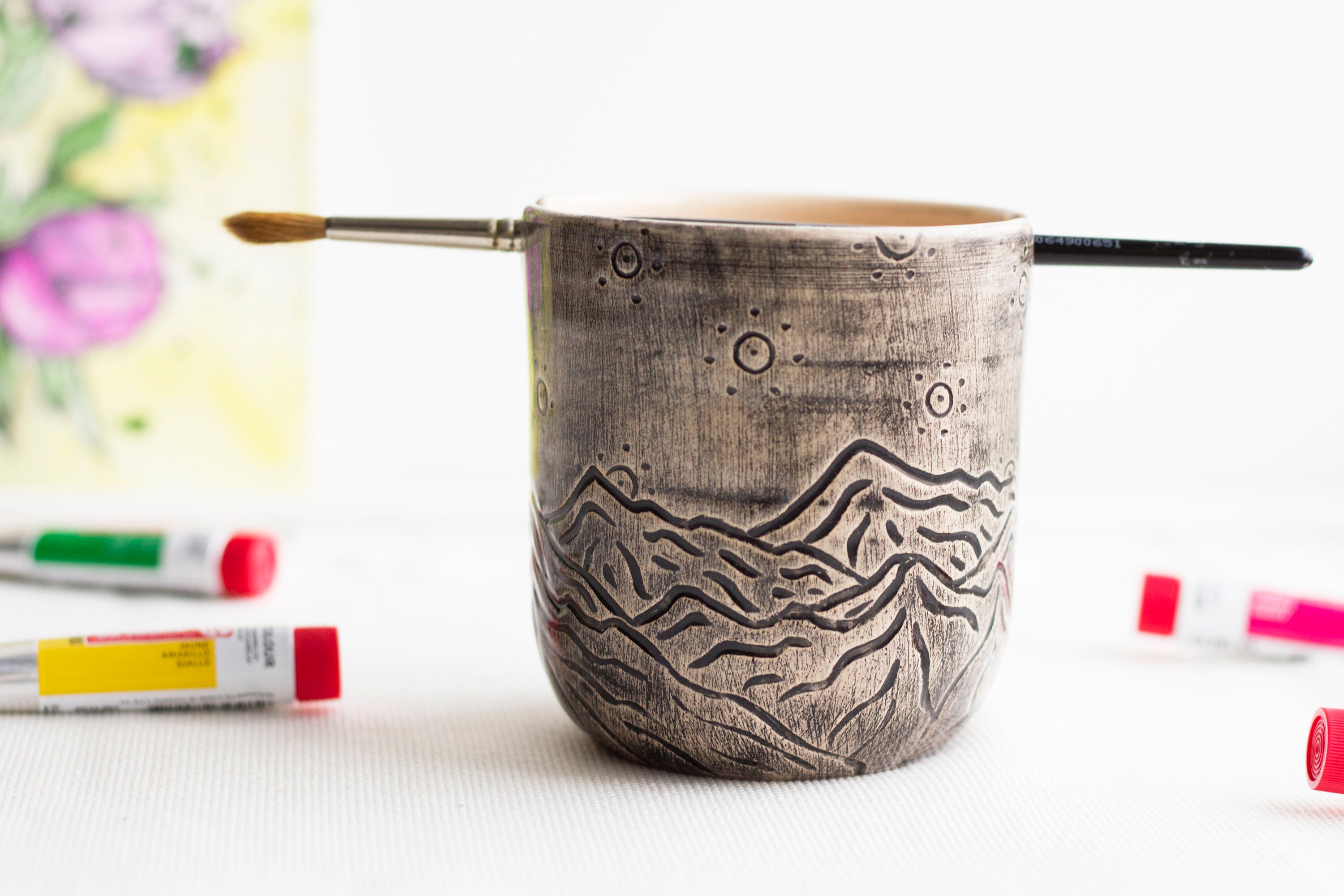 Paint brush holder Paint water cup Gift for watercolor Etsy