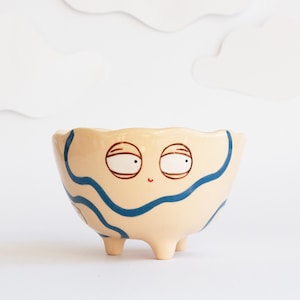 Hand-Painted Ceramic Mug: Cloud Design Stoneware Tea Cup