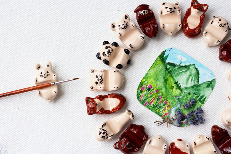 Animal Brush Holder Paint Brush Rest Cat Bunny Bear Fox Etsy