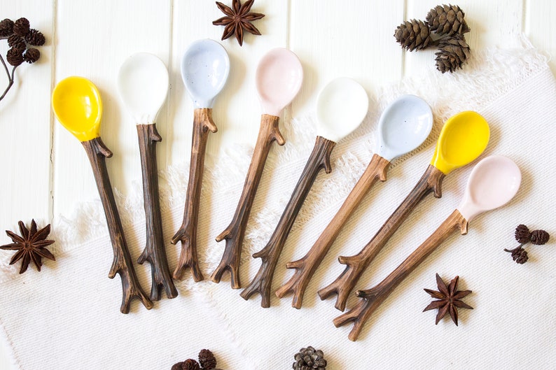Ceramic spoon Spoon for coffee or sugar Handmade clay spoon image 0
