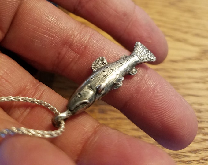 Brown Trout Fly Fishing Pendant Sterling Silver Etsy