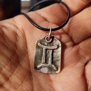 Gemini gift rustic pendant bull silver Artisan crafted