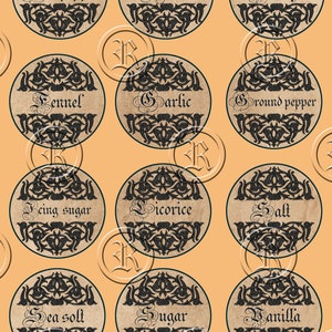 60 seasonings and spices labels vintage kitchen labels etsy