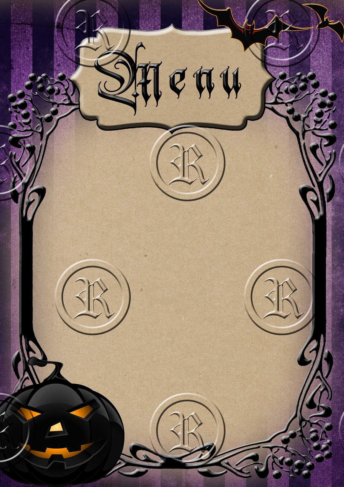 2 Halloween menu cards Halloween ephemera printable note Etsy