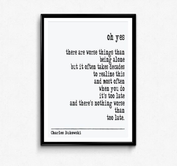 Digital Prints Prints Bukowski Poster for home Printable Gallery wall ...