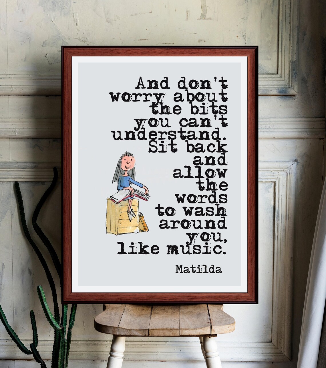 ronald dahl matilda quote art print unique literary download etsy
