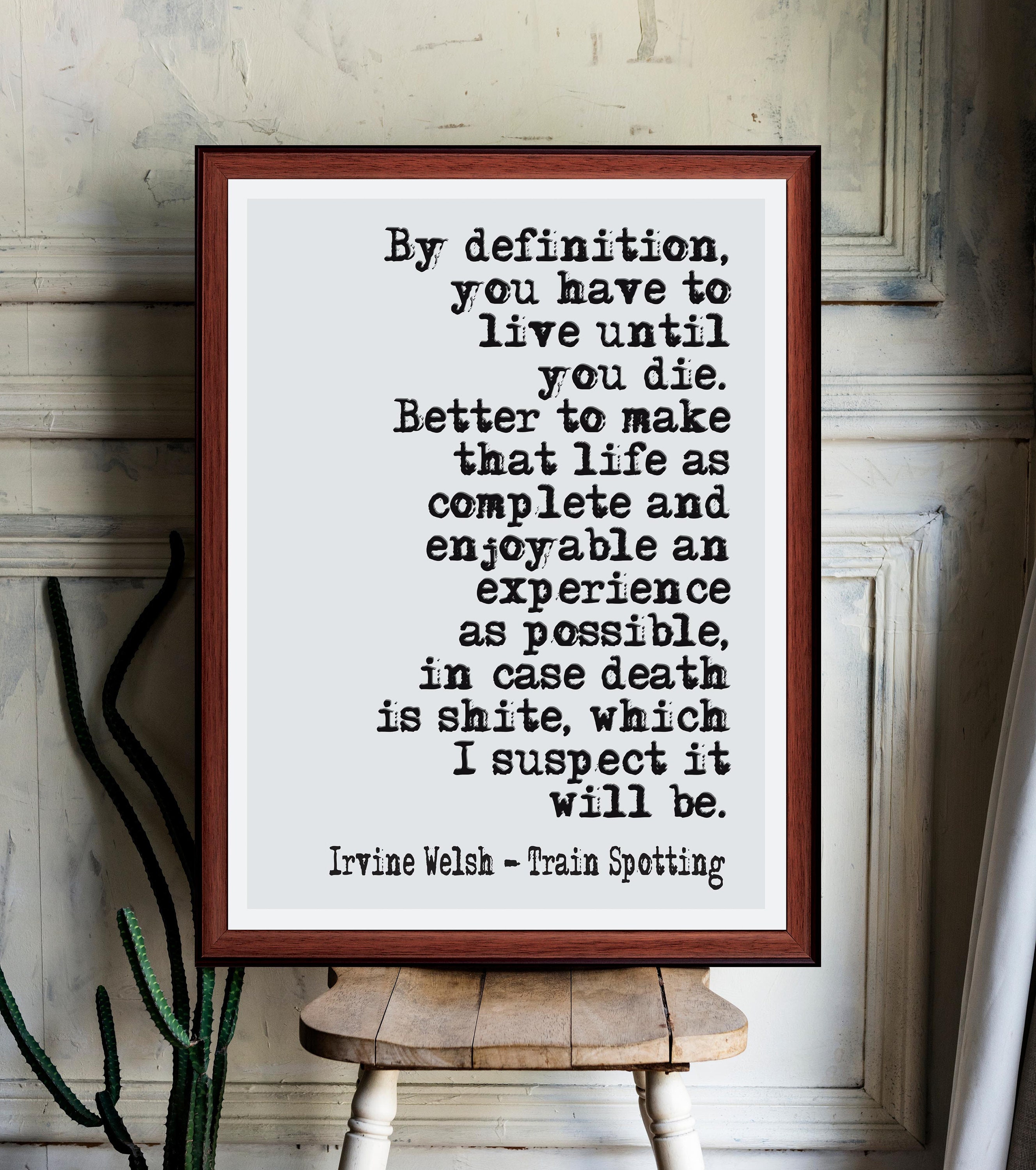 Trainspotting Quote Art Print Unique literary download Etsy España