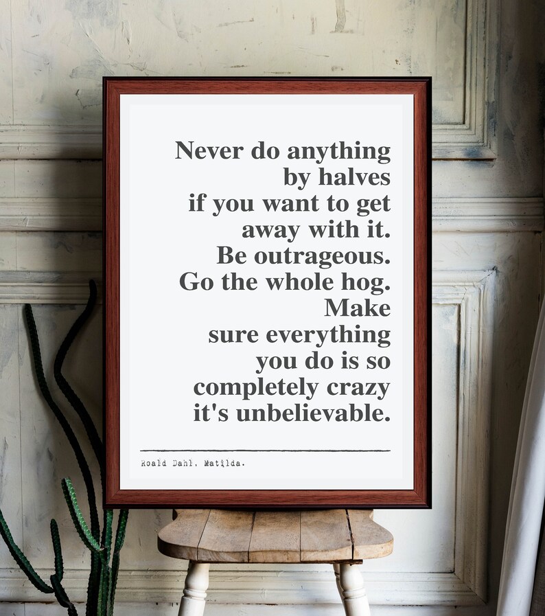 Matilda Roald Dahl Citation Art Print Littéraire unique Etsy