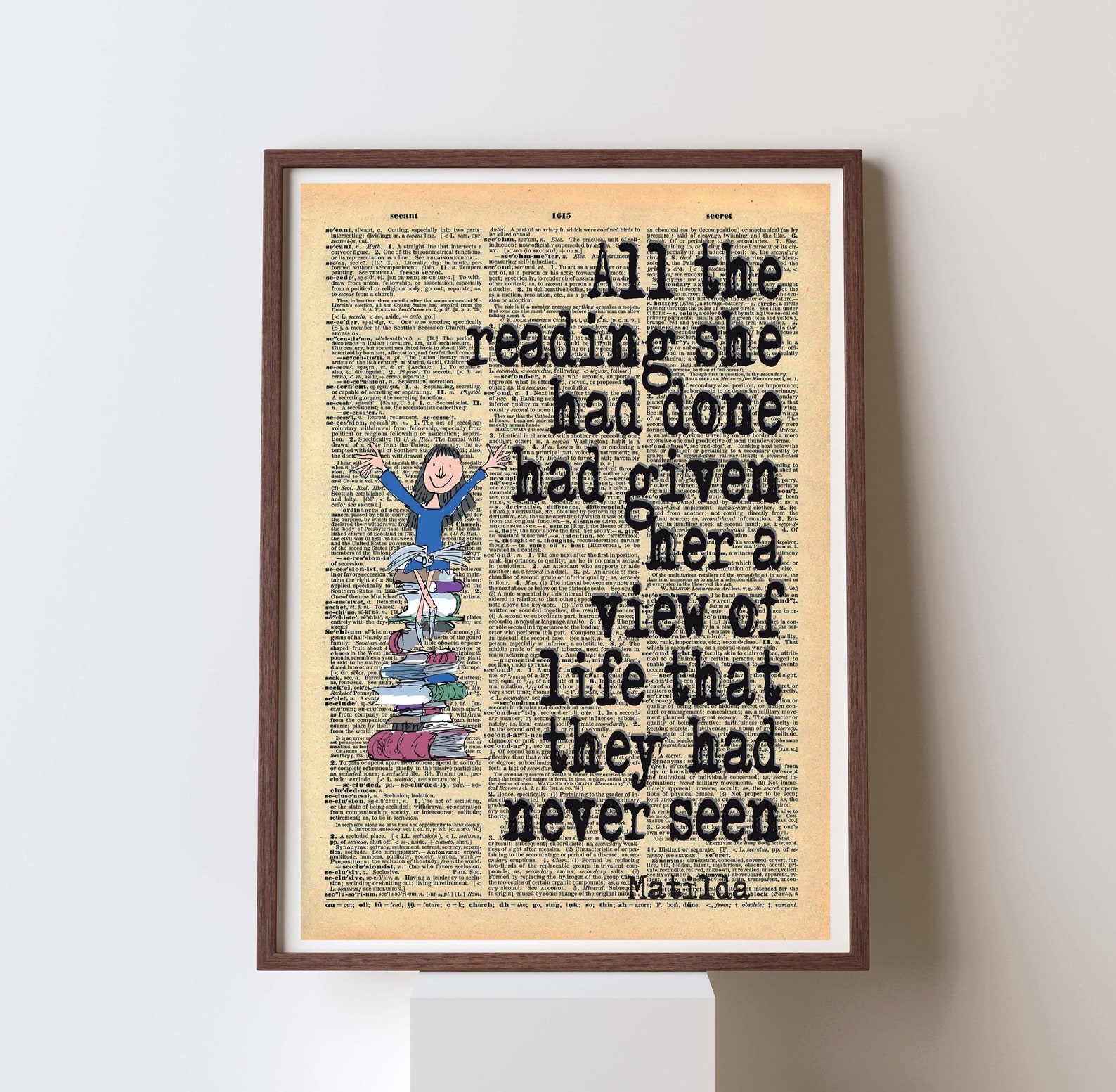 ronald dahl matilda quote art print unique literary