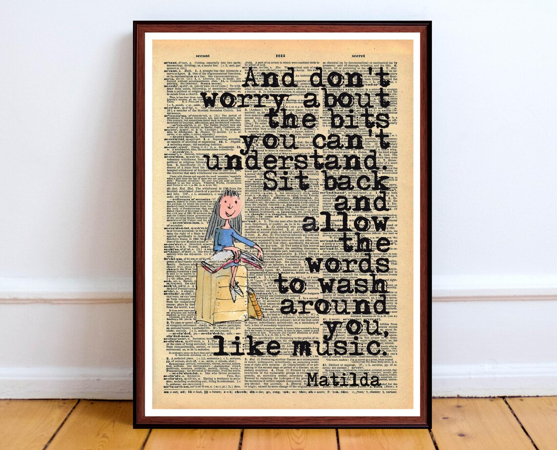 ronald dahl matilda quote art print unique literary download etsy