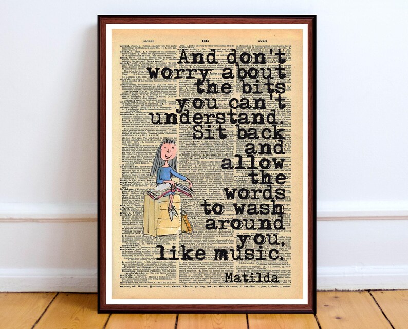 ronald dahl matilda quote art print unique literary download etsy