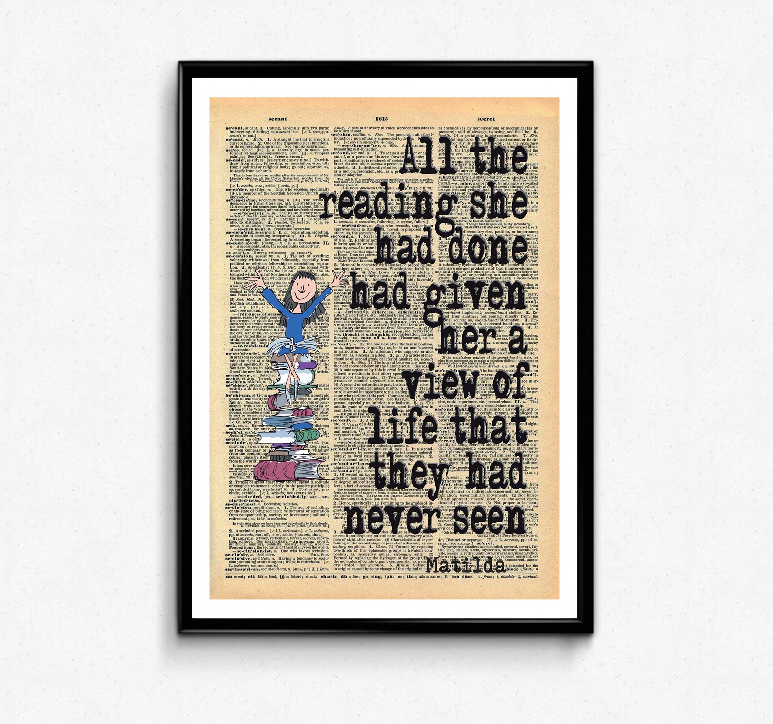 ronald dahl matilda quote art print unique literary
