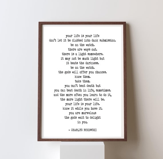 Charles Bukowski Motivational Quote Canvas Wall Art