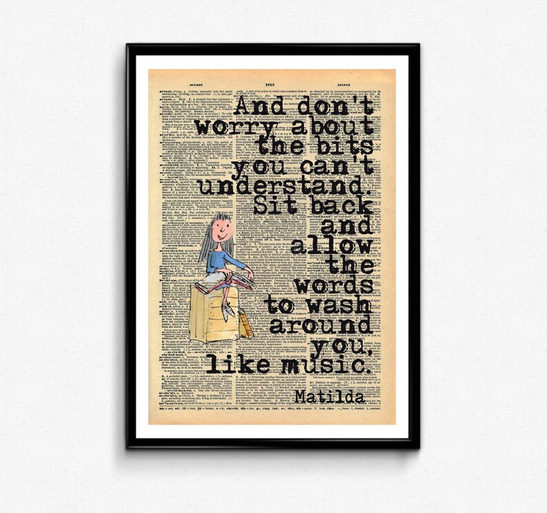 ronald dahl matilda quote art print unique literary