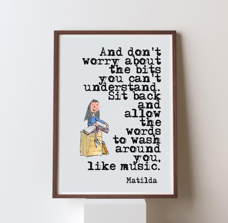ronald dahl matilda quote art print unique literary download etsy
