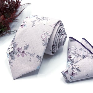 Handmade Floral Lilac Cotton Necktie: Groomsmen Gift