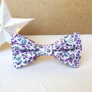 Floral Lilac Cotton Bowtie: Handmade Wedding Groomsmen Gift