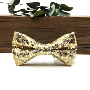 Gold Sequin Bow tie / Sequin bow tie / Groomsman Gift / Wedding bow tie / Ring bearer bow tie / Gift for dad / Gift for him
