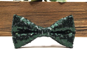 Olive Green Sequin Bow Tie for Men Sparkly Party Prom Gala Formal Accessory