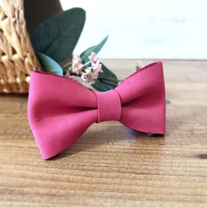 Suede Leather Pink Bow Tie / Pink Leather Bow Tie / Leather Bow Tie / Groom Bow Tie / Genuine Leather Bow Tie / Wedding Bow Tie / BowTie