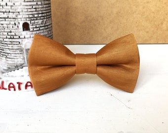 Burnt Orange Bow Tie for Men, Rustic Fall Wedding Bowtie, Mustard Groomsmen Tie