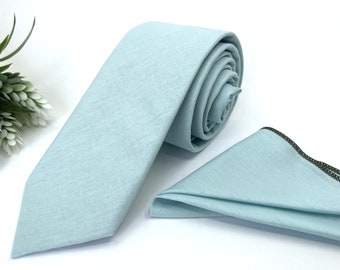 Sage Green Linen Neck Ties / Green Linen Neck Ties / Mens Necktie / Groomsmen Necktie / Pocket Square Set / Neck Tie For Men/ Neck Tie