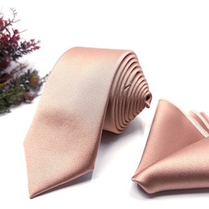 Satin Dusty Rose Neck Ties / Wedding Neck Ties / Mens Neck tie / Groomsmen Neck tie / Pocket Square Set / Neck Tie / Neck Tie For Men /