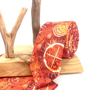 Burnt Orange Neck tie, Wedding Floral Tie, Groomsmen Neckties, Groom Gift Tie, Groom necktie, Copper Rust Floral tie, Wedding tie, Neck Tie