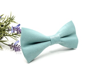 Mint Green Bow Tie for Men, Sage Wedding Bowtie, Pastel Groom Tie, Handmade Spring Formal Accessory