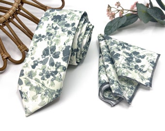 Floral Sage Green Neck Ties / Wedding Green Neck Tie / Green Flower Neck Tie / Mens Necktie / Groomsmen Necktie/ Neck Tie For Men/ Neck Tie