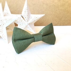Linen Olive Green bowtie / Linen  Green bowtie / Groomsman Gift / Wedding bowtie / Ring bearer bowtie / Gift for dad / Gift for him