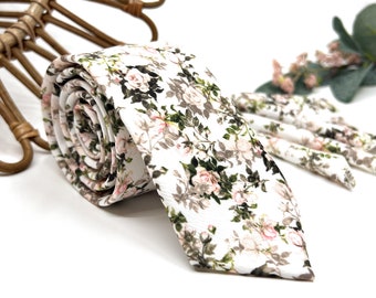 Floral Blush Pink Neck Ties / Wedding Pink Neck Tie / Pink Flower Neck Tie / Mens Necktie / Groomsmen Necktie/ Neck Tie For Men/ Neck Tie