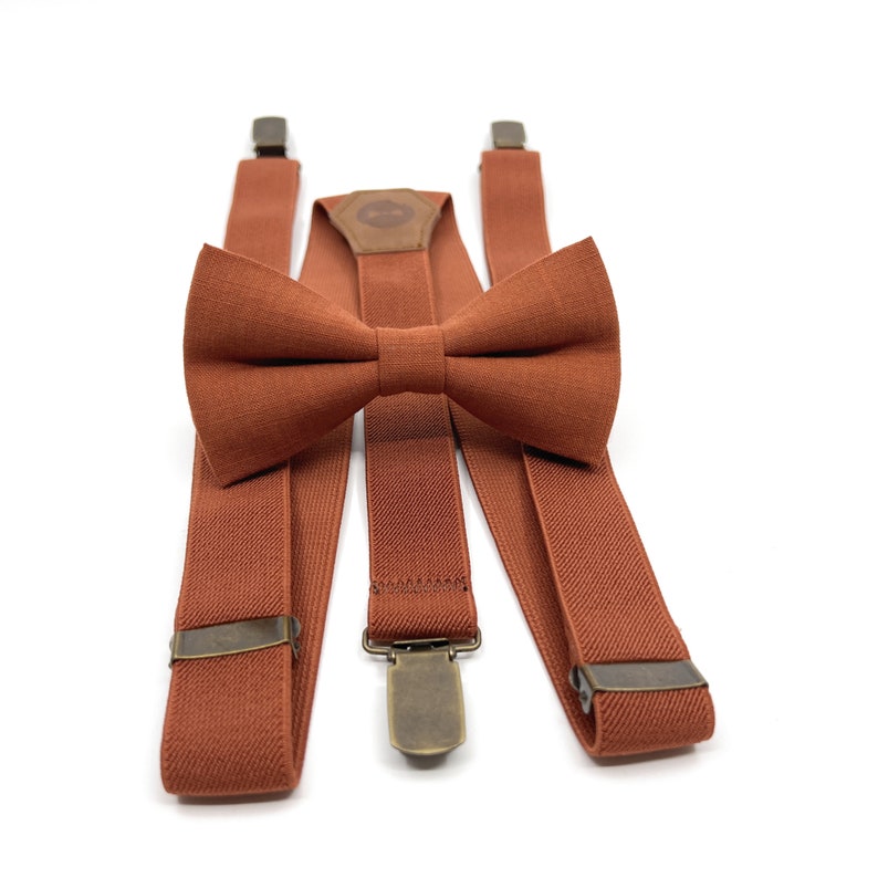 Burnt Orange Suspenders Set Groomsmen Suspenders Ring Etsy