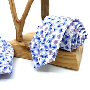 Dusty Blue Floral Necktie, Teal Blue Floral Men Necktie, Wedding Floral Ties, Groomsmen Floral Necktie, Groom Gift Tie, Weddings Tie