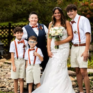 Burnt Orange Suspenders & Bow Tie Set: Groomsmen, Ring Bearer, Wedding