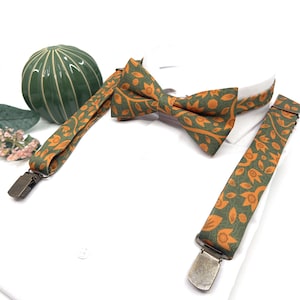Burnt Orange Floral Suspenders,Free personalization, Burnt Orange Bow tie, Suspender Bowtie, Wedding Floral Suspenders, Groomsmen Suspenders