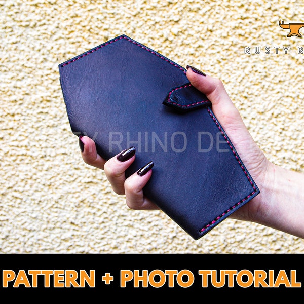 Coffin Wallet Pattern - Wallet Pattern Leather - Wallet Pattern PDF - Long Wallet Pattern - Leather Pattern PDF - Leather Template PDF