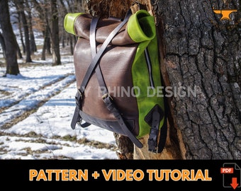 Rolltop Backpack Pattern - Backpack Pattern PDF - Leather Backpack Pattern - Bag Pattern - Bag Pattern PDF - Leather Pattern PDF