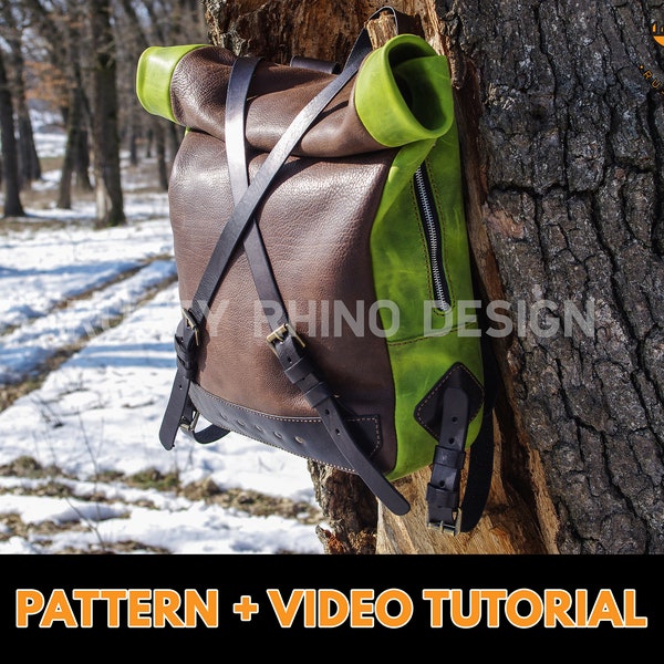 Rolltop Backpack Pattern - Backpack Pattern PDF - Leather Backpack Pattern - Bag Pattern - Bag Pattern PDF - Leather Pattern PDF