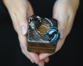 Yin Yang Dragon Ring Box: Handmade Wooden Jewelry Chest