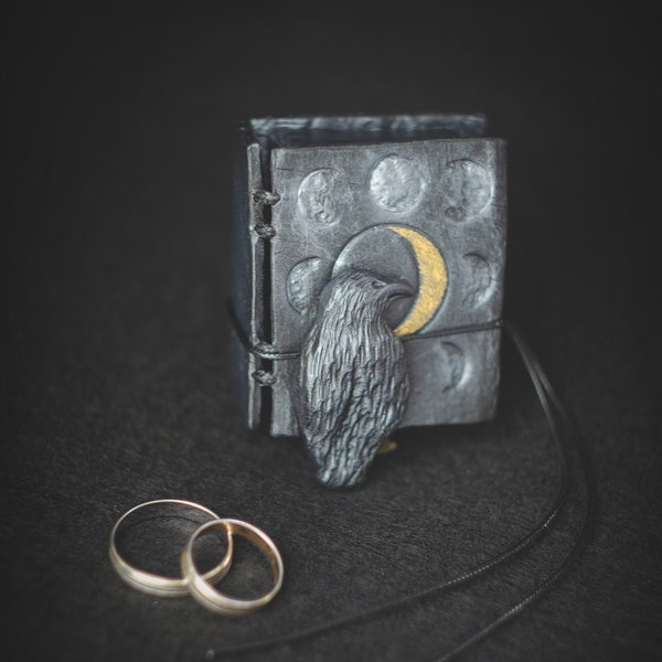 Gothic box for ring odin's raven black crow spirit of the raven halloween ring box slim jewelry box phase moon proposal personalized