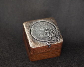 Bat Cat Moon Ring Box Witchy Wedding and Gothic Jewelry Box Moon Magic Alternative Style Dark Whimsy Magical Gift Box