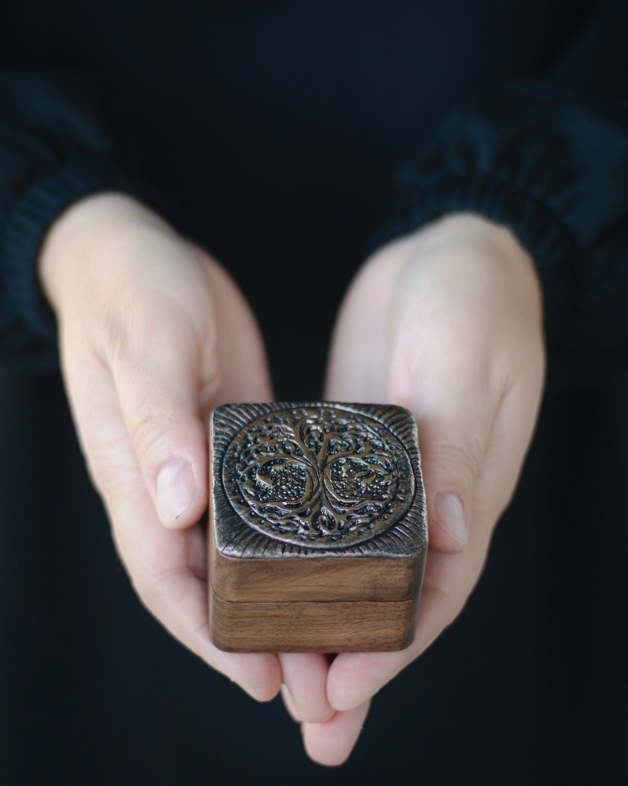 Celtic ring box Yggdrasil tree of life norse box nordic style engraved wooden ring box celtic ornament world tree wedding