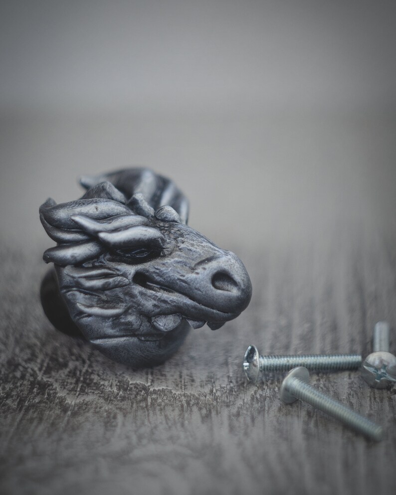 Dragon drawer knob unique knobs antique dragon Etsy