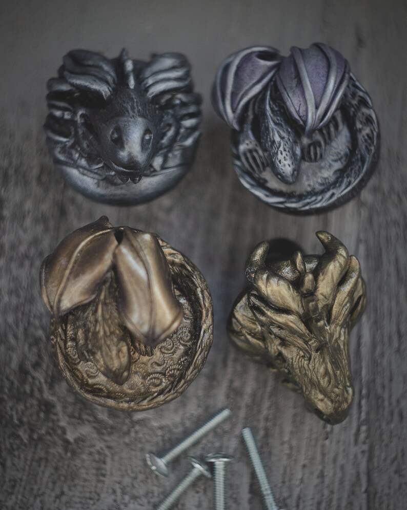 Dragon drawer knob unique knobs antique dragon Etsy