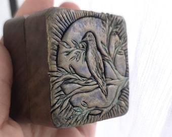 Wedding Proposal Bird Ring Box Trinket with Sun and Morning Dove Unique Engagement Wooden Ring Box with Eagle Falcon Hawk Hummingbird Owl